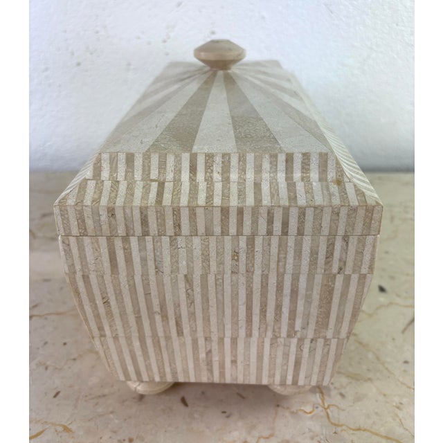 Hollywood Regency Large Handcrafted Travertine Dresser Box After Maitland Smith For Sale - Image 3 of 10