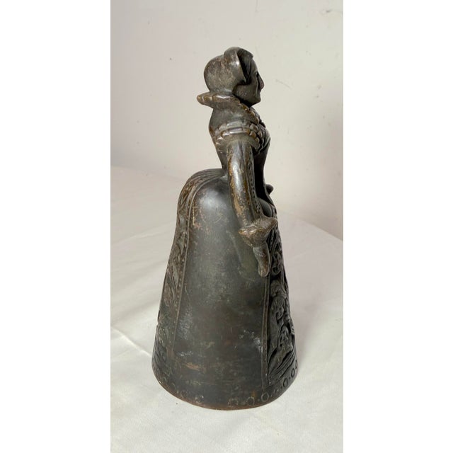 Victorian Antique 1800's Victorian Solid Heavy Bronze Elizabethan Lady Bell Boot Clapper For Sale - Image 3 of 14