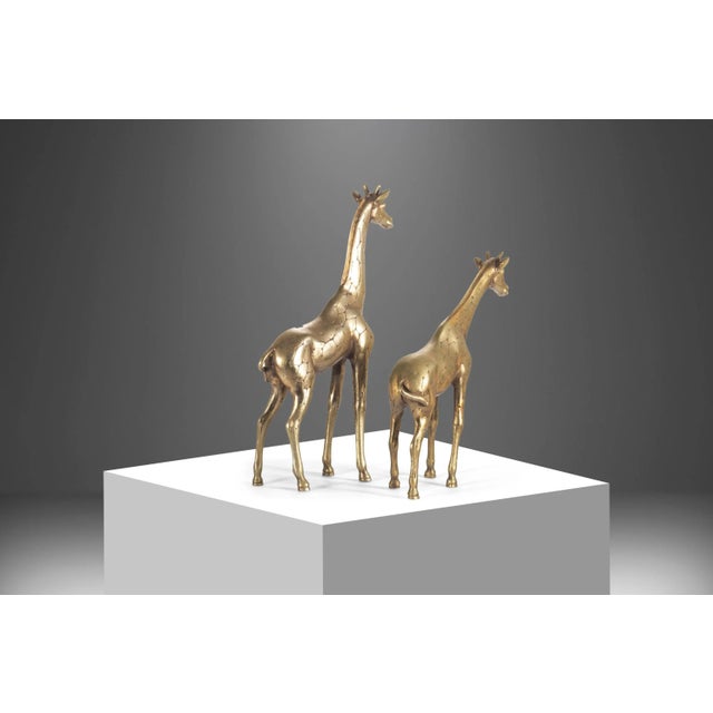 Artisan Hand Hammered Mid Century Giraffe Figures in Solid Brass, Korea, circa 1970's - A Pair For Sale - Image 9 of 13