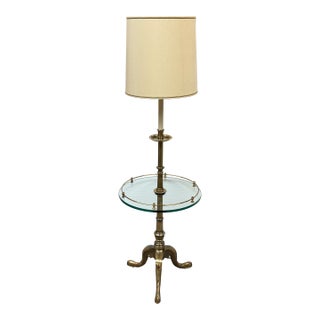 Stiffel Brass Floor Lamp + Glass Table For Sale