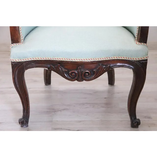 Wood Mid-19th Century Upholstered Walnut Armchair For Sale - Image 7 of 9