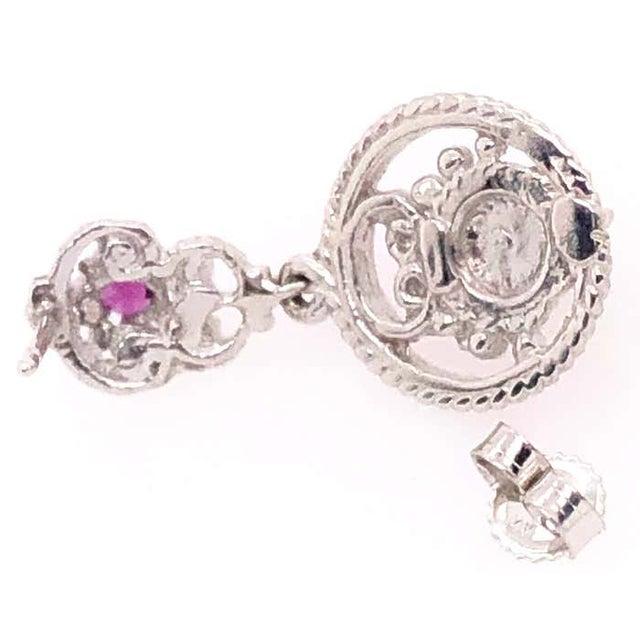14 Karat White Gold Ruby Drop Dangle Earrings For Sale - Image 9 of 10