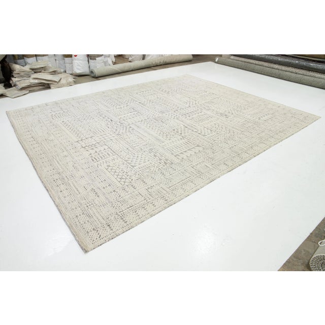 Tribal Modern Natural Moroccan Style Ivory Wool Rug With Tribal Pattern by Apadana For Sale - Image 3 of 10