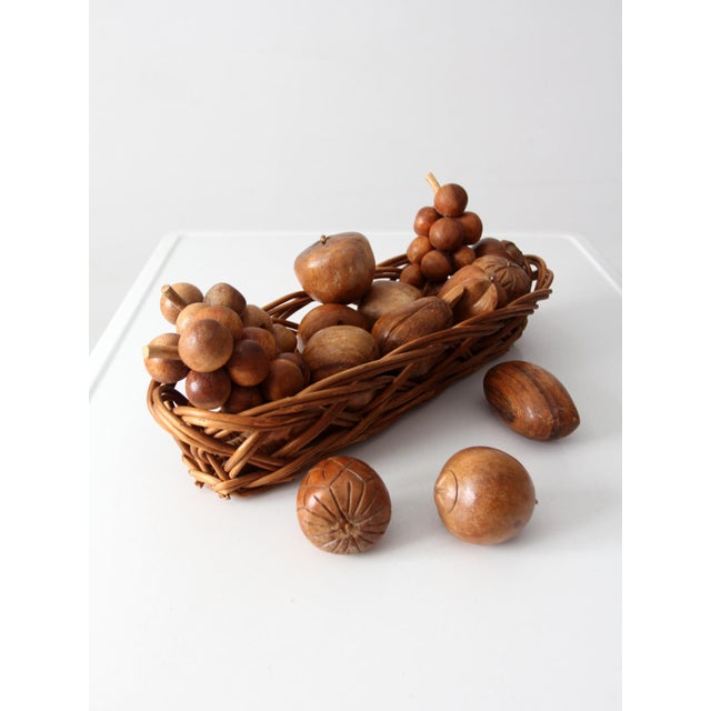 Mid-Century Carved Wood Fruit Set For Sale - Image 6 of 10