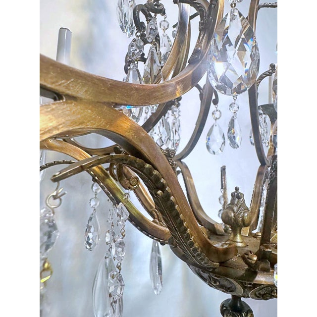 1930s 1910s French Style Brass Chandelier For Sale - Image 5 of 17
