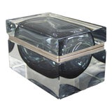 Mid 20th Century Mandruzzato Murano Italy Sommerso Smoke Gray Art Glass Trinket Jewel Box For Sale