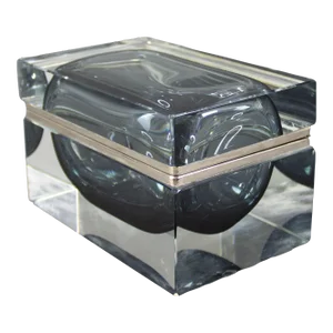 Mid 20th Century Mandruzzato Murano Italy Sommerso Smoke Gray Art Glass Trinket Jewel Box