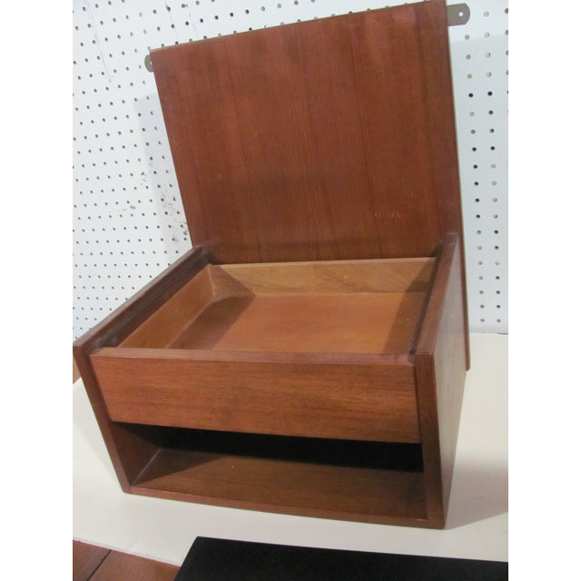 Brown Hans J. Wegner for Getama Floating Nightstand in Teak Glass & Brass 1960s Signed For Sale - Image 8 of 13