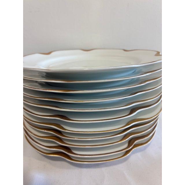 Antique Haviland & Co. Limoges Gold Scalloped Rim Plates, Set of 11, France For Sale - Image 11 of 12