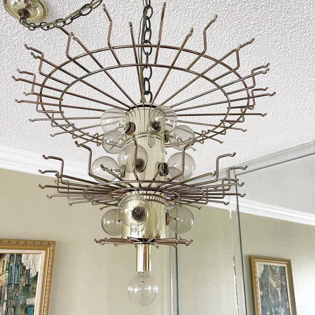 Chrome Art Deco Hanging Lucite Chandelier For Sale - Image 8 of 10