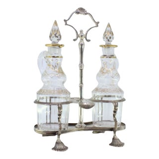 Silver and Glass Cruet, Set of 3 For Sale