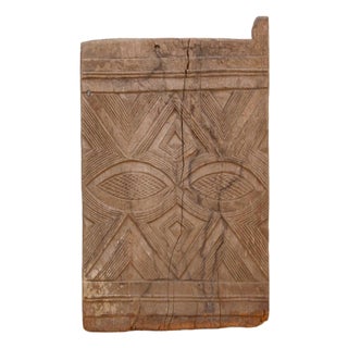 Antique Bleached Wood Solar Eye Carved Igbo Door For Sale