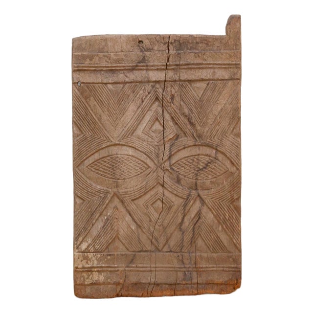 Antique Bleached Wood Solar Eye Carved Igbo Door For Sale