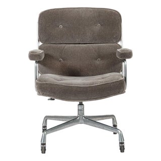 Vintage Eames Time Life Gray Velvet Office Chair Herman Miller 1978 For Sale