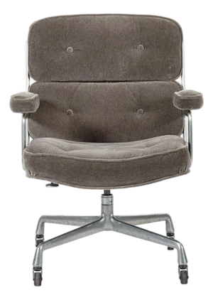 Vintage Eames Time Life Gray Velvet Office Chair Herman Miller 1978
