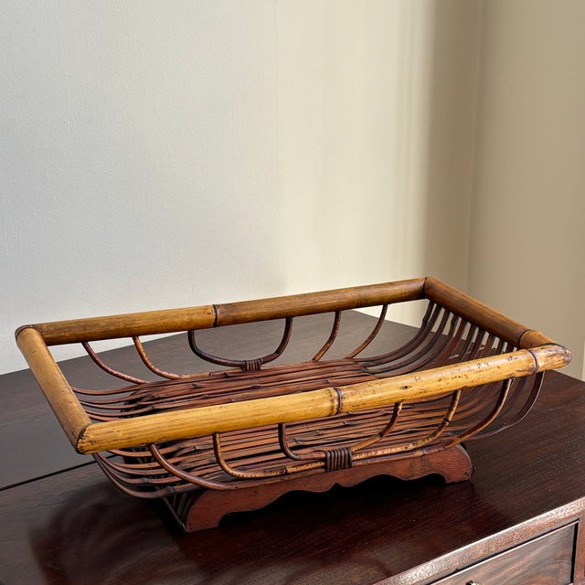 Vintage Bamboo Decorative Tray For Sale - Image 9 of 11