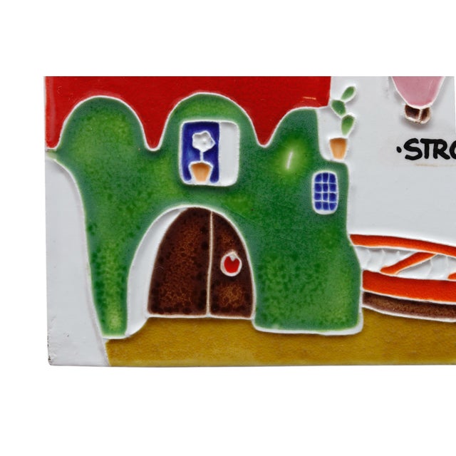 Mediterranean Houses Italian Hand Painted Tile Art by Creazioni Luciano For Sale In Tampa - Image 6 of 8