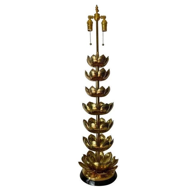 1960s Feldman Brass Lotus Lamp For Sale - Image 10 of 10
