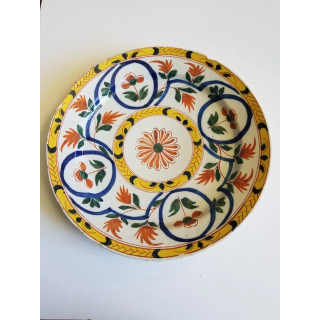 19th Century English Delft Polychrome Charger For Sale - Image 10 of 12