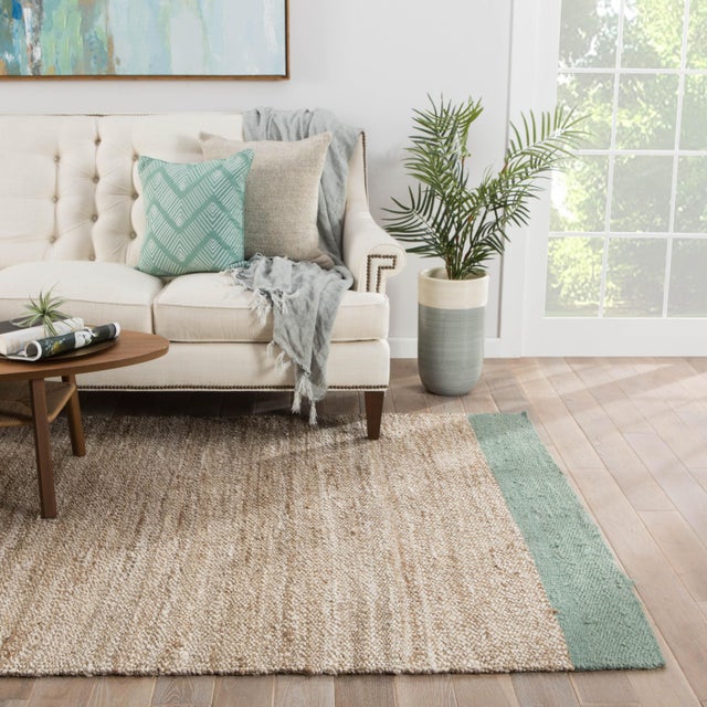 Jaipur Living Mallow Natural Bordered Tan Blue Area Rug 9 X