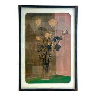 Robert Bery, Large Oil Painting and Emulsion on Wood Robert Bery Hungarian Israeli Modernist For Sale