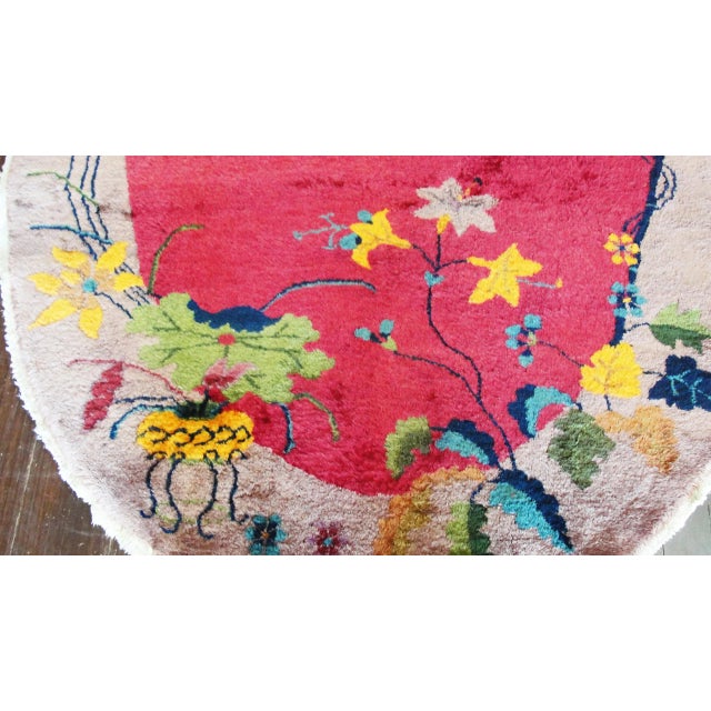 Textile Antique Art Deco Chinese Rug 3'10" X 6'9" Oval For Sale - Image 7 of 10