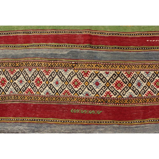 Fine Weave Turkish Kilim With Embroidery For Sale - Image 9 of 13