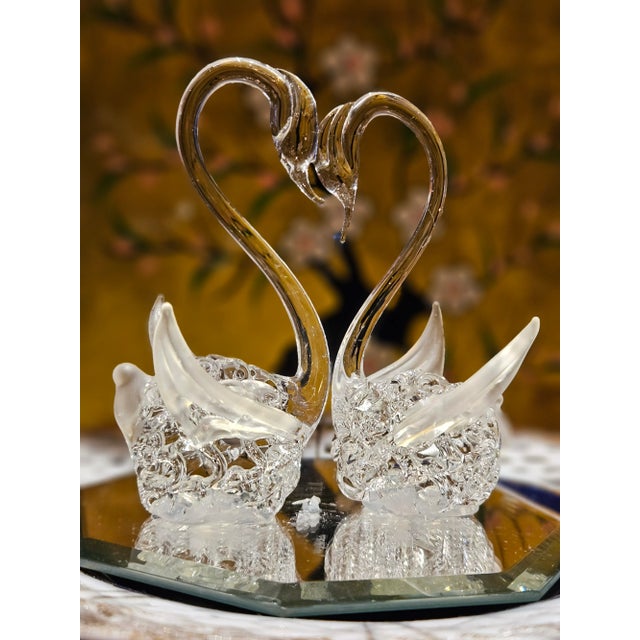 Mid 20th Century Hand Blow Glass Swan Lovers For Sale - Image 11 of 11