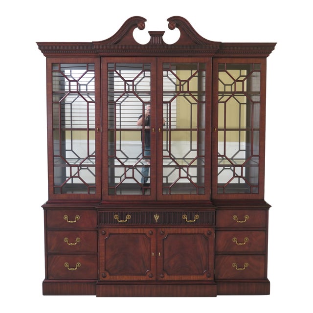 Henkel Harris Mahogany Breakfront China Cabinet | Chairish