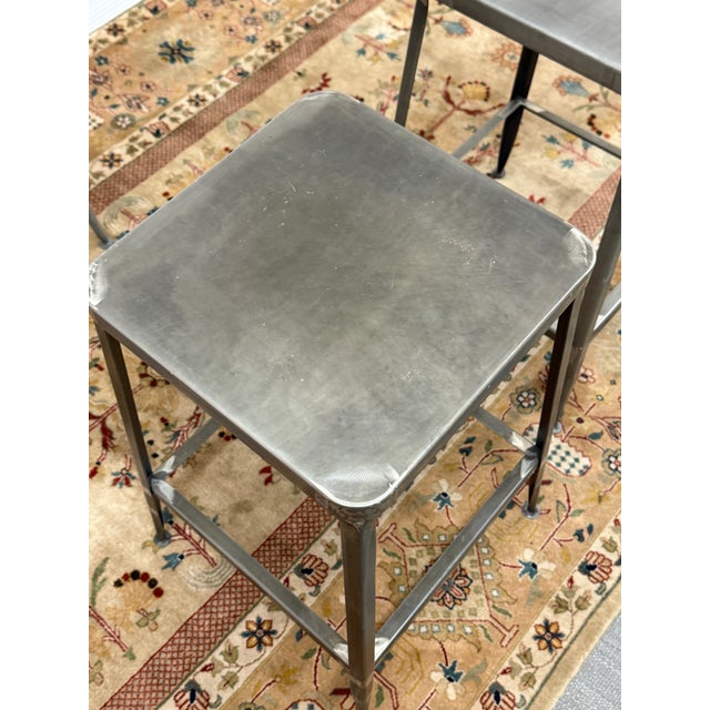 Cb2 Flint Metal Counter Stools, Pair For Sale In San Francisco - Image 6 of 12