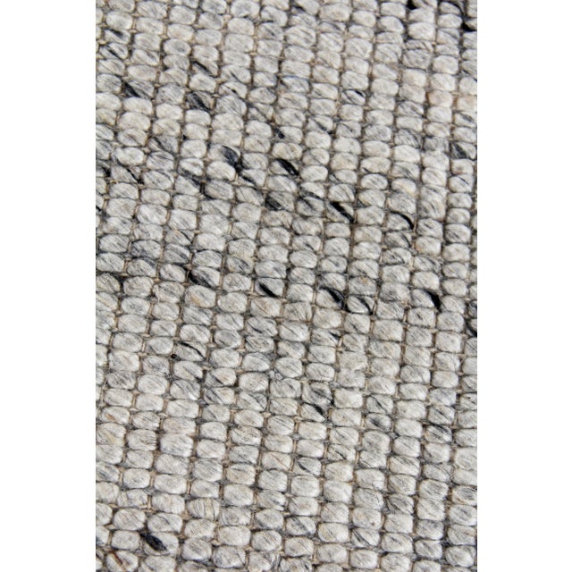 Transitional Rhue Hand loom Wool/Cotton Silver Rug-10'x14" For Sale - Image 3 of 8
