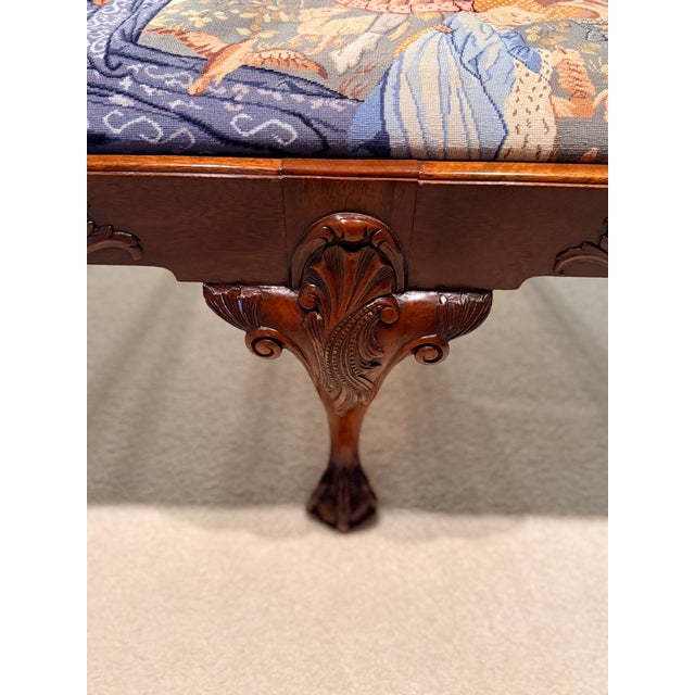 Wood Carved Settee With Needlepoint Seat For Sale - Image 7 of 11
