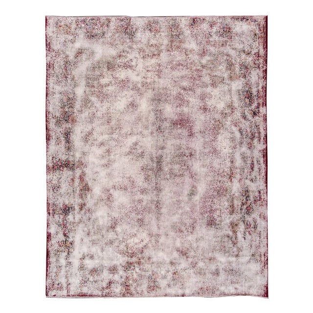 Wine Vintage Distressed OverdyedWool Rug For Sale - Image 8 of 8