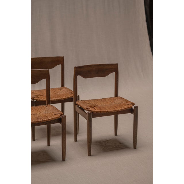 1970s Mid-Century Wengé and Rattan Dining Chairs, 1970s, Set of 6 For Sale - Image 5 of 18