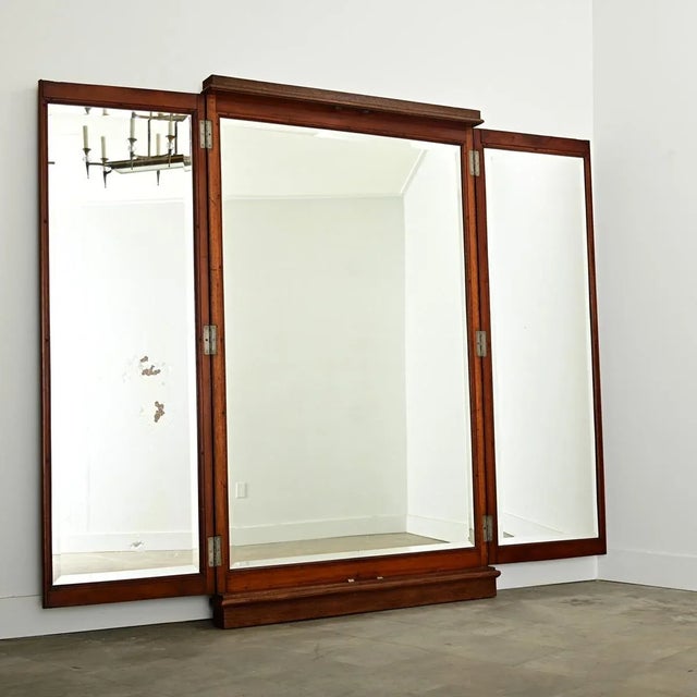 French 19th Century Oak Trifold Wall Mirror For Sale In Baton Rouge - Image 6 of 12