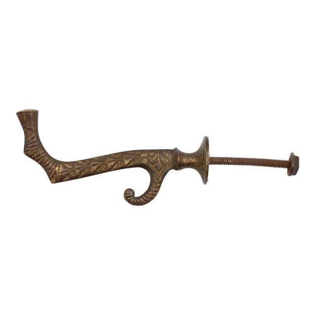 Mid 20th Century Antique Aesthetic Elongated Arm Brass Hall Tree Hook For Sale