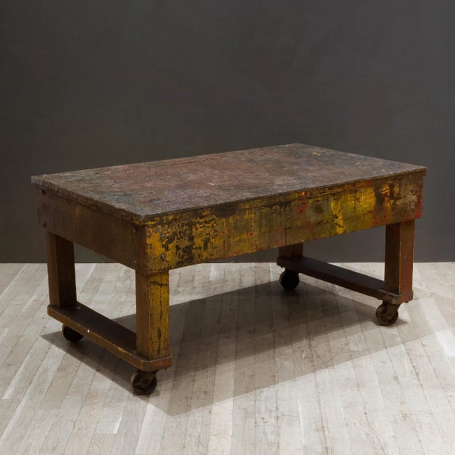Industrial Early 20th C. Factory Rolling Worktable/Cart C.1930 For Sale - Image 3 of 10