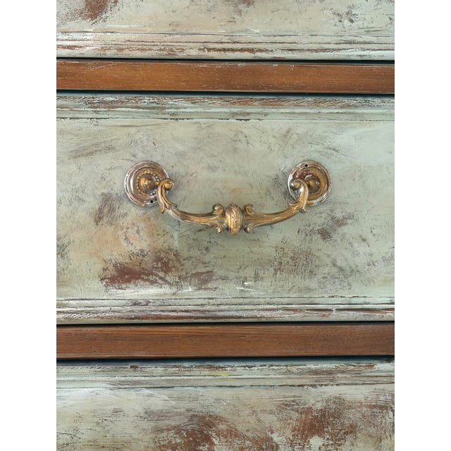 French Bombe Chest | Distressed Painted Wood Dresser | Louis XV Style For Sale - Image 10 of 11