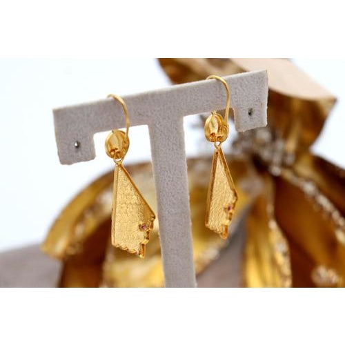 Olive Leaf Shaped Gold Earrings, Set of 2 For Sale - Image 4 of 6