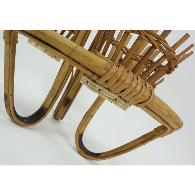 Mid-Century Tiki Plant Stand in Bamboo Rattan, 1950s For Sale - Image 4 of 11