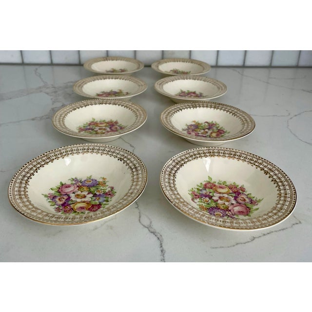 English Mid 20th Century 22k Gold China Dessert Bowls-Set of 8 For Sale - Image 3 of 12