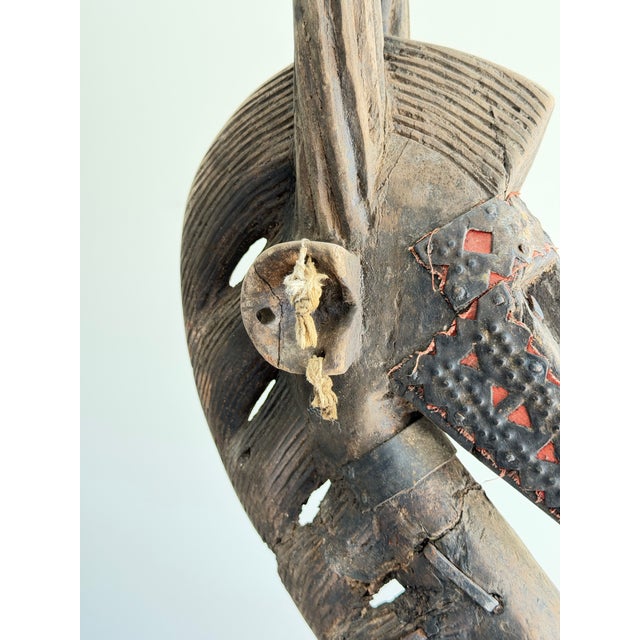 African 41” Tall Oversized Vintage African Chiwara Style Antelope Sculpture, Hand-Carved Wood Tribal Art, West African Bambara Style Figure For Sale - Image 3 of 12