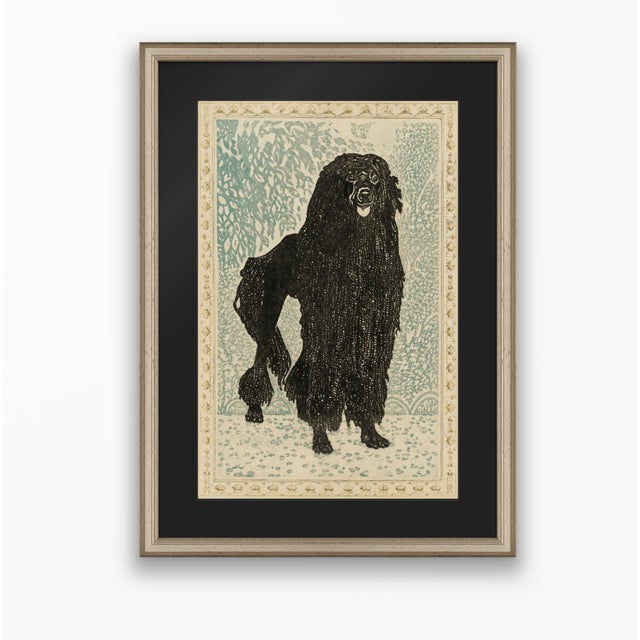 Atelier Aria Lumae Arts and Crafts Style Black Standard Poodle Dog Silhouette Geometric Lithograph Fine Art Gallery Board Print 18 X 24 For Sale - Image 12 of 15