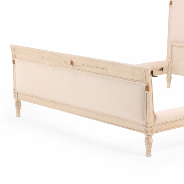 1950s A French Directoire Style Painted and Carved Queen Bed, C. 1950. For Sale - Image 5 of 10