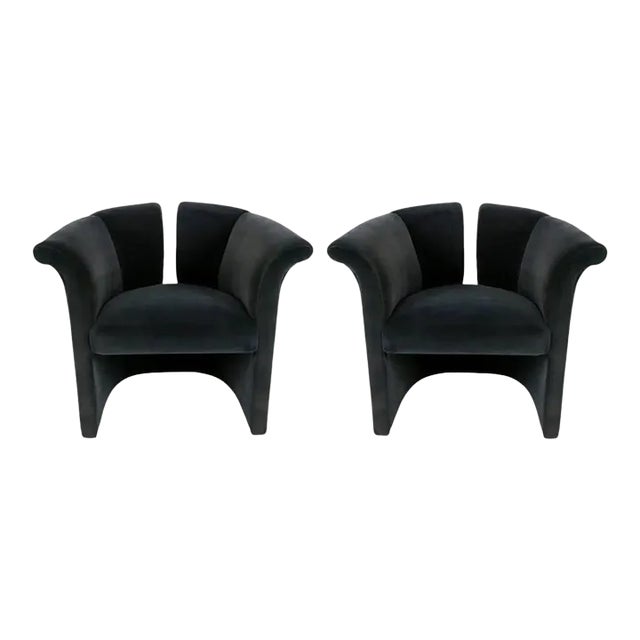 Milo Baughman Postmodern Club Chairs - A Pair For Sale
