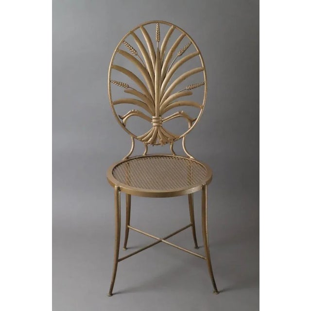 Gold Wheat Chair by S. Salvadori, Florence, 1960s For Sale - Image 10 of 13