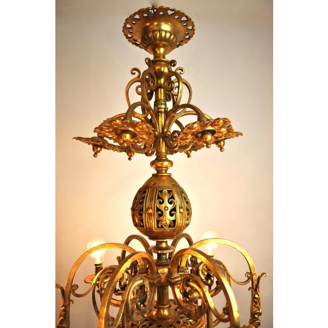 Metal Antique French Chandelier For Sale - Image 7 of 13