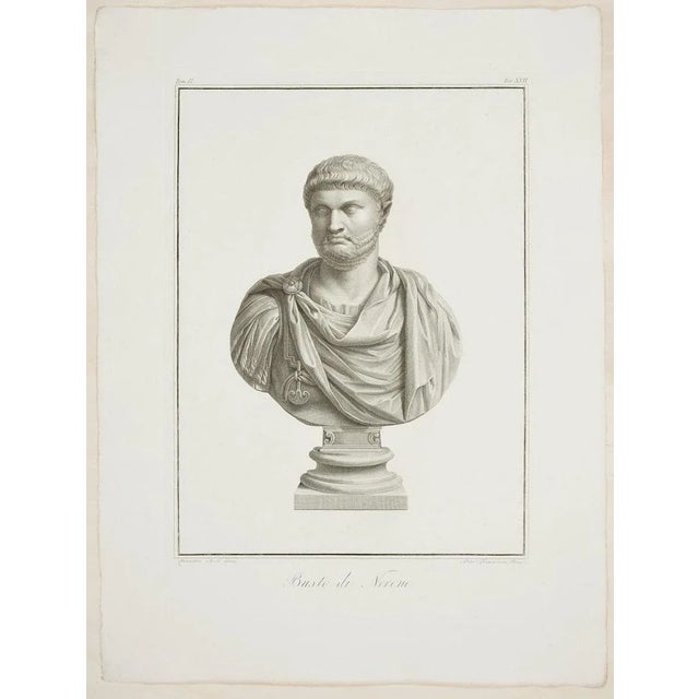 “busto di nerone” (bust of nerone) is a beautiful black and white burin and etching on paper, realized by the italian...