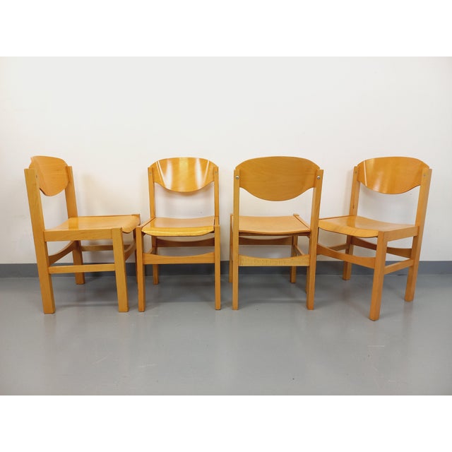 Minimalist Beechwood Chairs, 1980s, Set of 4 For Sale - Image 9 of 18