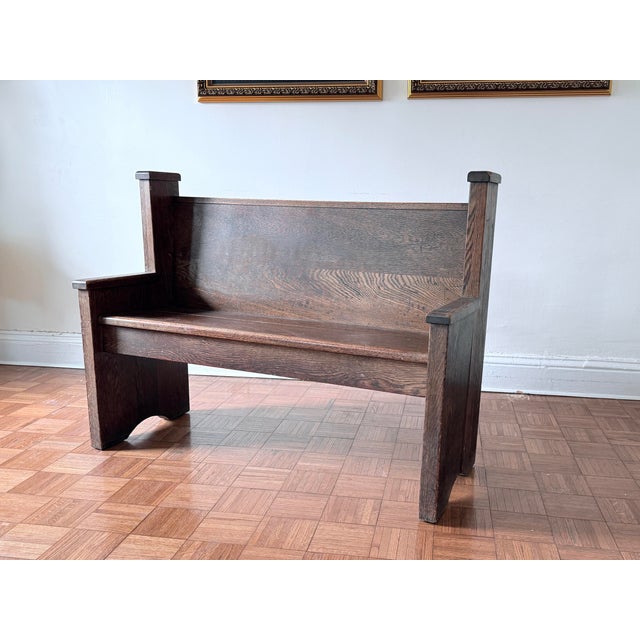 Early 20th Century Gothic Revival Oak Pew For Sale - Image 13 of 17